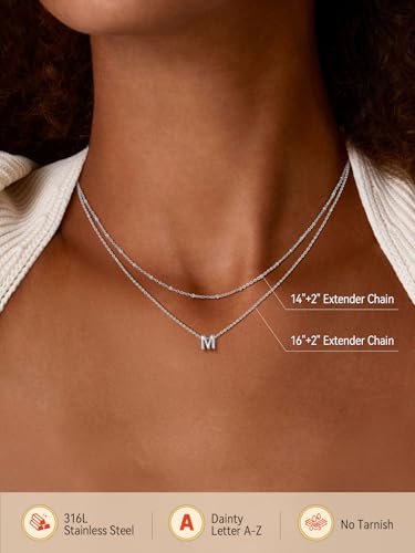 FaithHeart Layered Initial Necklaces for Women - Dainty Non Tarnish Gold/Silver Letter A-Z Necklace Stack Womens Small Initial Necklace Adjustable 16"- 18" Birthday Personalized jewelry Gifts3