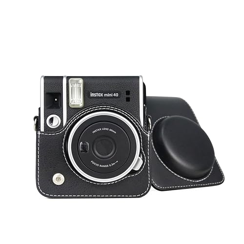 elitegadget Case Cover for Fujifilm Instax Mini 40 Instant Camera, PU Bag Cover with Removable Strap Camera Case (Black)