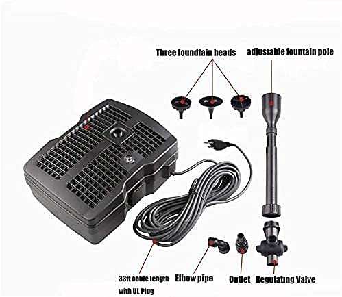 TRUPOW 110v 660GPH Submersible Garden Pond Filter Water Pump with Fountain Kits