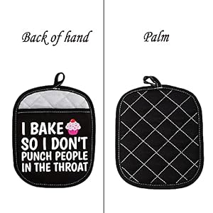 LEVLO Funny Baker Gifts I Bake So I Don't Punch People in The Throat Oven Mitt Cupcake School Graduation Gift (I Bake So I Don't Punch People in The Throat) LEVLO Funny Baker Gifts I Bake So I Dont Punch People in The Throat Oven Mitt Cupcake School Graduation Gift I Bake So I Dont Punch People in The Throat