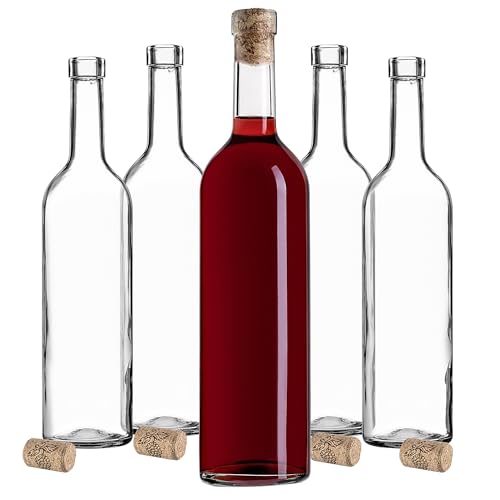 KADAX Botellas de vino de 750 ml, 10 unidades, botellas de vidrio vacías con corcho para vino