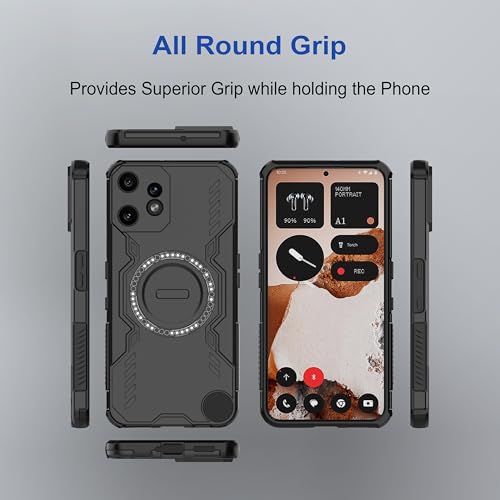 Image of amazon basics Back Case Cover for CMF by Nothing Phone 2 Pro | MagSafe Case with Built-in Metal Ring | Supports MagSafe Charger, Wallet & Car Mount | Shockproof Hybrid PC + TPU | Black