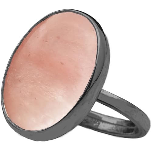 Natural Cherry Quartz Crystal Ring Black Oxidized 925 Sterling Silver Oval Solitaire Gemstone Dainty Taurus Power Statement Ring Handmade Turkish Fine Jewelry