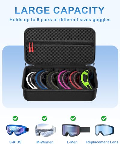 image for ProCase Hard Travel Case for Ski Goggles, Large Capacity Hard Shell Ca