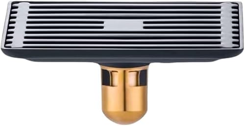 Paqwtyb 10*15Cm Floor Drain, Stainless Steel Gray Long Strip Bathroom Full Copper Deodorizing Core Floor Drain