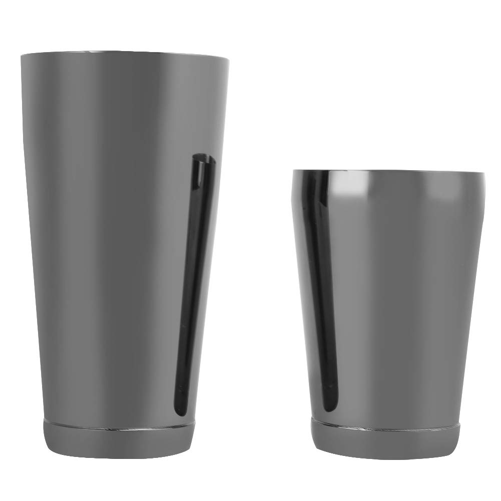 Shaker da cocktail Boston in acciaio inox, set di strumenti da bar professionale con design a tenuta stagna, latta per cocktail lucidata a specchio, ideale per bartender, bar (Nera)