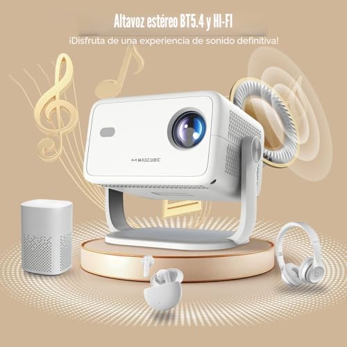 Miniatura 3 de Magcubic Mini Proyector 4K Portatil 1080P Nativo & 400 ANSI Lumen, Android 14, WiFi 6 BT 5.4, Rotacion 180, Enfoque Electrico, HDMI USB, Cine en Casa Exterior Camping, Diseno Futbol WM 2026 (L018)