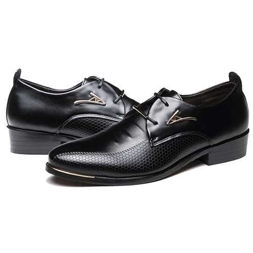 WUIWUIYU Men's Oxfords Lace-up Business Dress Formal Shoes Wedding Shine Wing-tip Oxfords Derby Bluchers Shoes4
