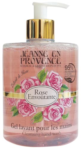 JEANNE EN PROVENCE - Gel Lavant pour les Mains - Parfum Rose Envoûtante - Flacon Pompe 500 ml - 95% d'Ingrédients d'Origine Naturelle - Fabriqué en France à Grasse