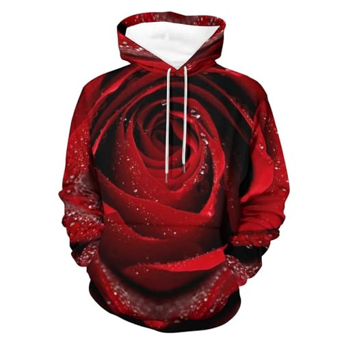 Hoodie Rose en Fleur Sweats À Capuche Manche Longue Hoody Pull Homme Femme Vetement Automne S