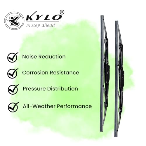 Image of Kylo Windshield Wiper for Hyundai i20 Model /Conventional and Traditional Windshield Scratch Proof Metal Wiper Blades Suitable for Hyundai i20 Model (Driver Side-24 inch, Passenger Side-16 inch)
