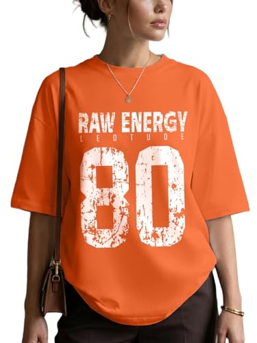 Image of LEOTUDE Women Cottonblend Drop Shoulder Oversized Round Neck Half Sleeve
