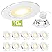 Produktbild linovum Downlight LED flach Einbaustrahler 10er Set weiß matt - runde Deckenleuchten Einbauspots inkl. LED warmweiß 4W 230V