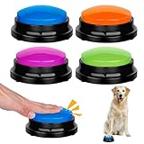 4 Pcs Game Buzzers for Trivia Games Show Answer Recordable Button for Classroom Learning Resources Dog Buttons Talk Pet Clicker for Training Communication Toy Family Feud Jeopardy Buzzer with Sound