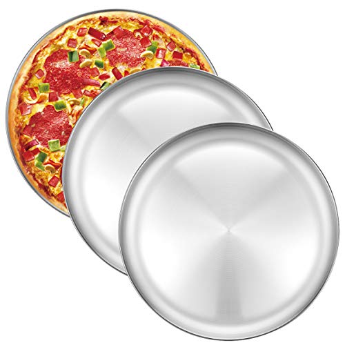 Deedro Pizza Baking Pan Pizza Tray 12 Inch Stainless Steel Pizza Pan Round Pizza Baking Sheet Oven Tray Pizza Crisper Pan, Healthy Pizza Cooking Pan For Oven Baking, 3 Pack #TOP2