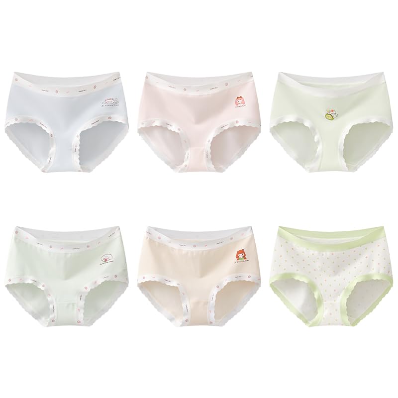 Teen Girls Underwear Soft Cotton Breathable Big Girls Briefs No Show Panties for Teens 6 Pack