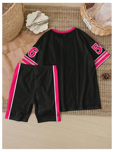 SOLY HUX Conjunto de camiseta e shorts esportivos de motociclista para meninas, roupas de verão para