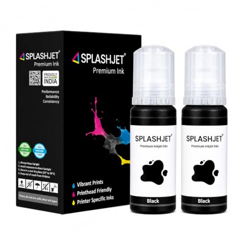 Splashjet 003 Compatible Refill Ink for Epson L3150, L3110, L3250, l3210, L3252, L3150, L3116, L3101,L3215, L3216, L3151, L3152, L3156, L5190 Printer Ink - (Black - 70g x 2) – 501738