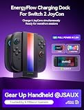 Stacja ładująca JSAUX EnergyFlow do kontrolera Nintendo Switch 2 JoyCon, magnetyczna stacja ładująca RGB 4 w 1 z wyświetlaczem LED, akcesoria Switch 2 JoyCon z USB C o długości 1,5 m
