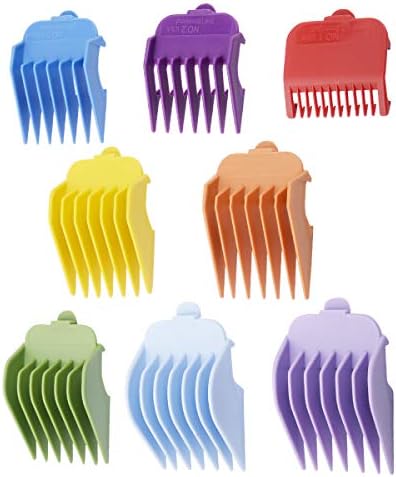 Cosyonall 8 Pcs 8 Color Guide Combs Fit for Clipper-Blade Width 38.5mm/Length 45.5mm–8 Cutting Lengths from 1/8”to 1”(3-25mm)–Great for Professional Stylists and Barbers