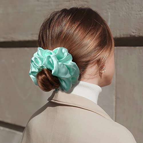 Ceelgon Large Silk Satin Scrunchies For Women Big Scrunchies Jumbo Satin Hair Ties Oversized Hair Scrunchies For Thick Curly Hair Pack Of 6 (Green) #TOP4