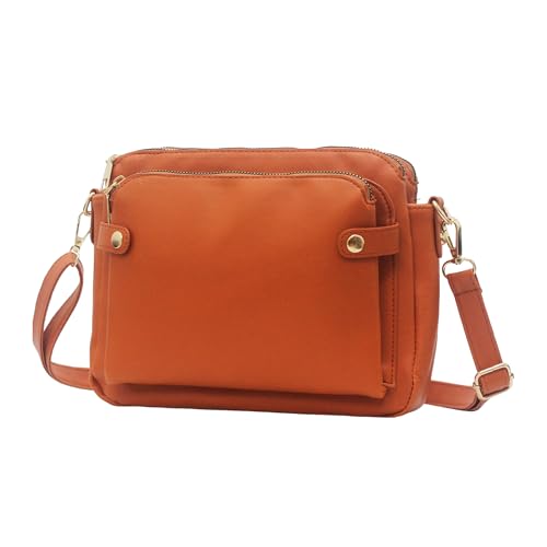 Image of Zengmei brown 3 Layers Crossbody Purse for women PU vegan leather card organizer multi pocket wallet hobo antitheft trendy travel