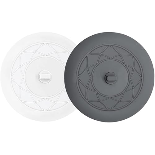 Tub Stopper 2PCS,Bathtub Drain Stopper,6 inches Bathtub Tub Drain Cover Stopper,Silicone Drain Plug Plug,Kitchen Bathroom Hair Water Shower Stopper,Large Bathroom Laundry Accessories (Grey/White)