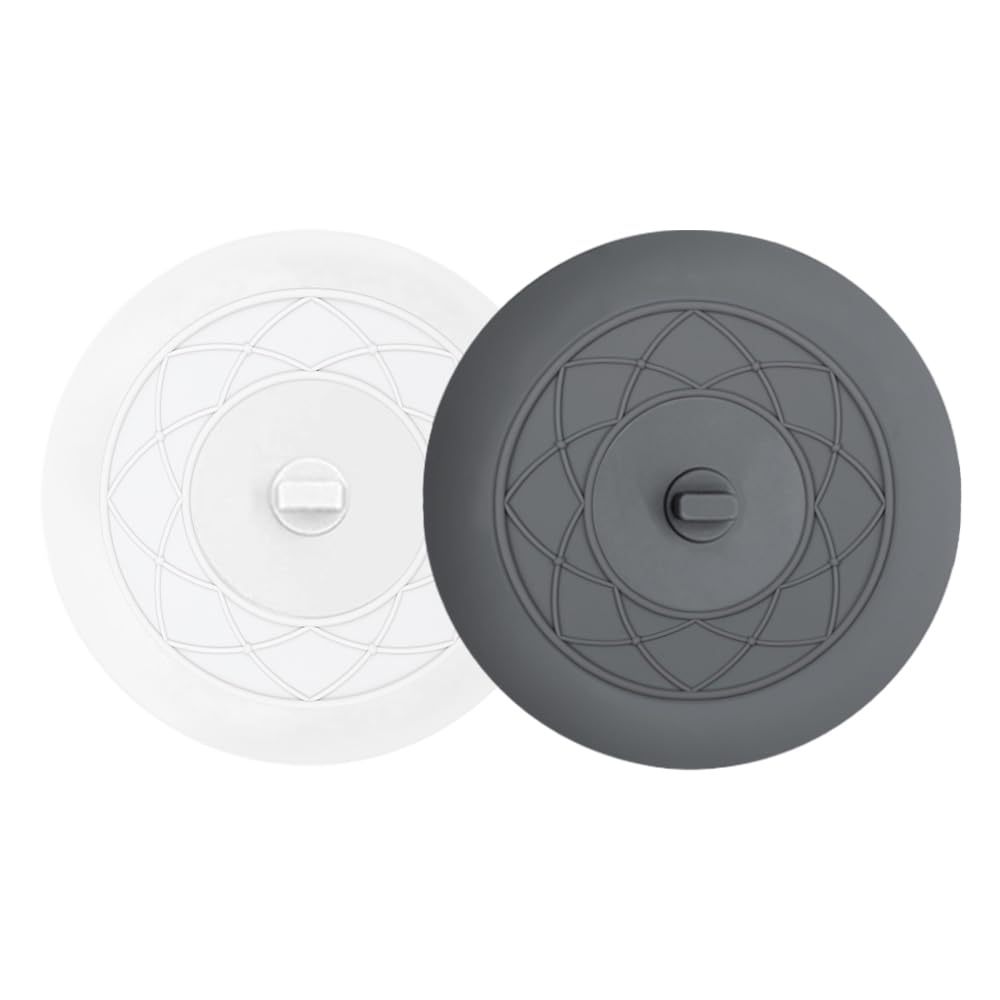 Tub Stopper 2PCS,Bathtub Drain Stopper,6 inches Bathtub Tub Drain Cover Stopper,Silicone Drain Plug Plug,Kitchen Bathroom Hair Water Shower Stopper,Large Bathroom Laundry Accessories (Grey/White)