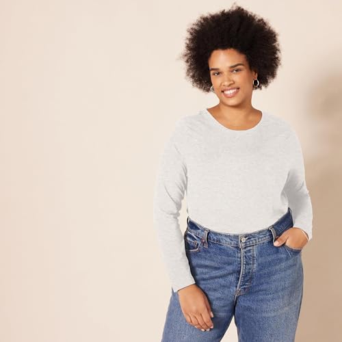 Image of Amazon Essentials Women's Regular-Fit Long-Sleeve Crewneck T-Shirt (Available in Plus Size)