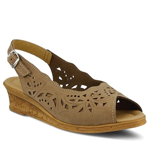 Spring Step Orella Slingback Sandals for Women - Leather Sandals with Adjustable Straps - Women's Sandals with Geometric Laser-Cut Detail