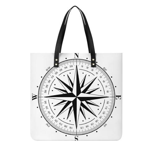 Tote bag de voyage Boussole noire grand sac à main shopper pour femme 39x39