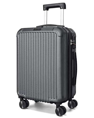 Image of LIGHT FLIGHT Carry On Luggage 22x14x9 Airline Approved, Glacier Gray | 22x14x9 Airline Approved, Hard Shell with Wheels, Expandable Hardside, TSA Lock, Lightweight