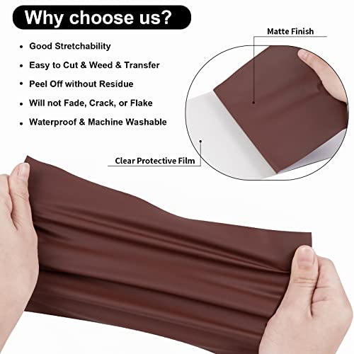 Image of VINYL FROG Brown Heat Transfer Vinyl Roll 12 inch x12ft Matte HTV Vinyl | Brown Iron on Vinyl for T-Shirts, Heat Press Vinyl for DIY Craft Designs Easy to Cut & Peel Off & Transfer