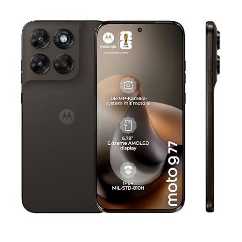 Motorola Moto g77 5G Smartphone (6 78-Super-HD-Display mit Corning Gorilla Glas 7i Sturz- und Kratzschutz 108-MP-Kamera 8/256GB 5100 mAh Android 16) Pantone Black Olive