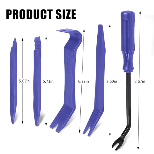 Image of 5PCS Auto Trim Removal Tool Kit, No-Scratch Plastic Pry Kit, Interior Fastener Remover Pry Tool Set for Car Door Clip Panel & Audio Dashboard Dismantle, Universal Car Accessories (Blue)