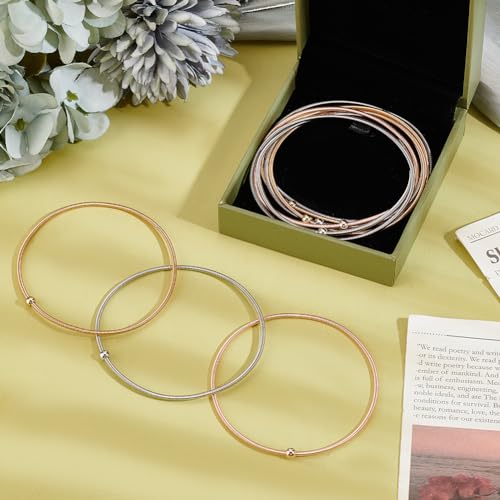 PH PandaHall 10 pulseiras de corda de guitarra de 3 cores, pulseiras elásticas empilháveis de aço in