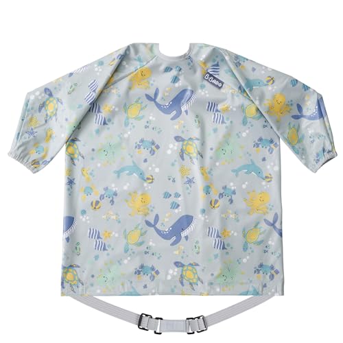 Image of BIBaDO - Long Sleeve Baby Bibs - Babies & Toddlers 6-36 Months - Coverall Baby Led Weaning Bib - Easy Wipe, Soft & Waterproof