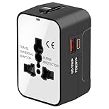 Travel Adapter,CoolingTech Universal International All-in-One Worldwide Travel Adaptor Wall Charger AC Power Plug Adapter Charger with Dual USB Port 2.4A For USA UK EU AUS - Black