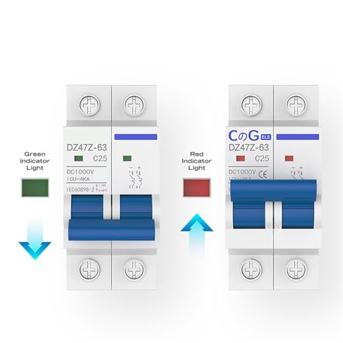 Disyuntor CC 1000V 25A de 2 polos interruptor magnetotérmico para riel DIN 2