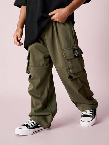 Image of Lymio Junior's Boys Cargo Pants | Stylish Cotton Blend Casual Trousers for Kids | Relaxed Fit Junior Boy Cargo Pant | Trendy Kids Streetwear Joggers with Multi-Pockets