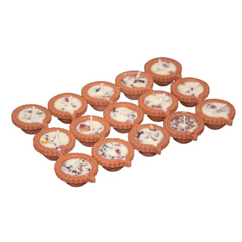 Image of Soy Wax Diya Candle to Decor Your Home, Handcrafted & Long Lasting Rose Candles, Ideal for Diwali, Weddings and Celebrations (Pack of 15)