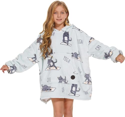 THREE POODLE Sudadera Manta con Capucha, Oversize Bata Manta Polar Mujer para Niños, con Capucha Ultra Suave y Cálida, Sudadera para Mujer, Hombre y Niño, Regalo