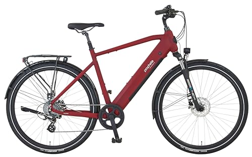 Prophete ENTDECKER 2.3 E-Bike, 28" Diamantrahmen 54 cm, Heckmotor 250 W/40 Nm, 8-Gang Kettenschaltung, LCD-Display, 360 Wh Akku, bis 100 km Reichweite, Bordeaux matt