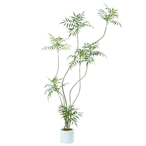 Artificial Mahonia fortunei Tree,6ft Tall Fake Plants Artificial Mahonia fortunei Plants for Indoor, Fake Trees for Office Home Living Room Floor Patio Greening Porch Decor