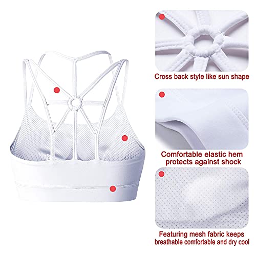 Yianna Sports Bras For Women Cross Back Padded Sports Bra Medium Support Workout Running Yoga Bra, Ya-Bra139-White-S #TOP2