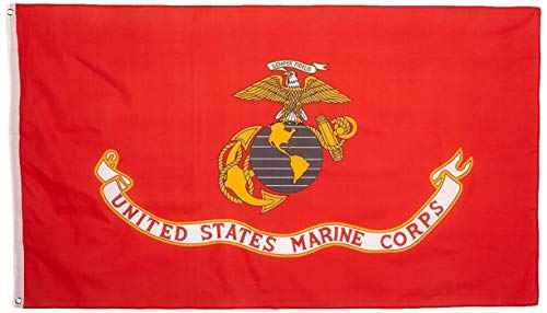 Valley Forge, Us Marine Corps Flag, Nylon, 3'X5', 100% Made In Usa, Canvas Header, Heavy-Duty Brass Grommets #TOP21