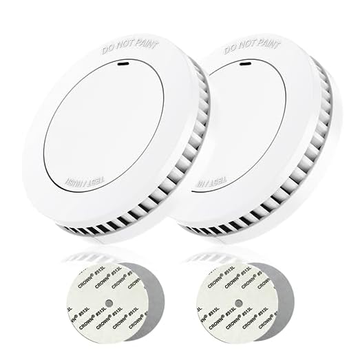 RUNIDUR 2er MINI Rauchmelder Set 10 Jahre Batterie, feuermelder ohne fehlalarme, brandmelder flach zum kleben ohne Bohren, Weiß