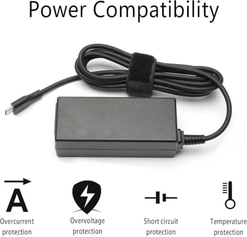 65W 45W USB C Laptop Power Replacement Adapter Charger for Lenovo Chromebook/Yoga/ThinkPad/HP Chromebook/Dell Laptop USB Type C Power Adapter — view 3