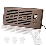 WeeLeeGoo Register Booster Fan for 4' x 12' Vents Only, 10 Speeds to Control Cool and Warm Airflow, Air Conditioning Vents with LED Screen Remote & Thermostat Control, for Room Walls & Floors (Brown)
