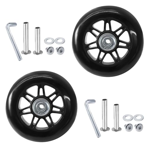 Image of Luggage Wheels Replacement, 90 x 24mm, Black Rubber, 2pcs